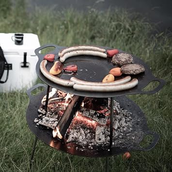 Petromax Campfire Griddle and Fire Bowl, Steel with 3 Removable Legs for Outdoor Campfire Cooking, Grilling and Frying or Build Fire Directly in Bowl, 15
