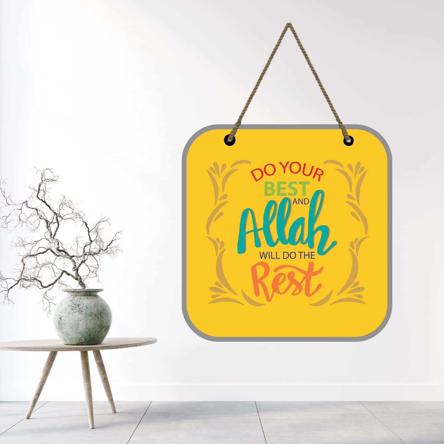 Webelkart®? Decorative Do Your Best And Allah Will Do The Rest Wooden Wall hanging/Wall Sculpture For Home And Living Room/Allah Wall Decor items For Home Decor- -10 Inches