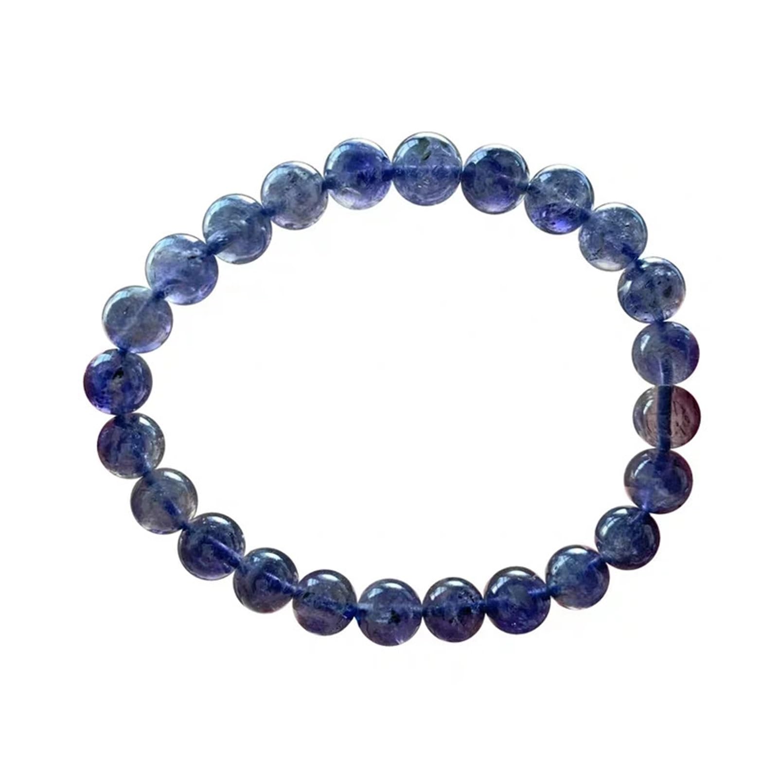 Generico Bracciale elasticizzato blu naturale da donna con perline di cristallo 7 mm 8 9 AAAAA