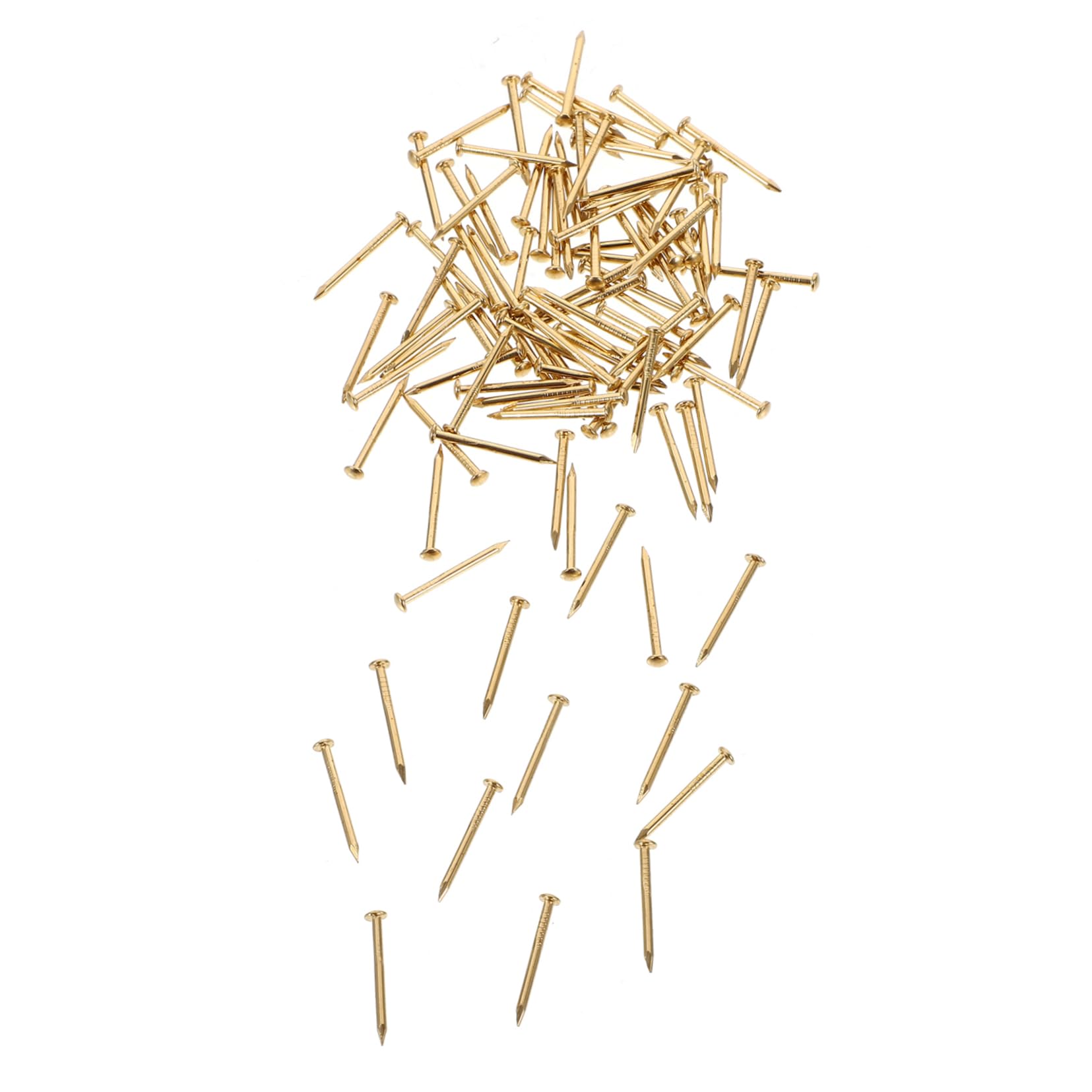 KICHOUSE 100 Pcs 1.2x1.5mm Pure Copper Nails Decorative Furniture Fringe Nails Gold Antique Copper Bronze for DIY Projects