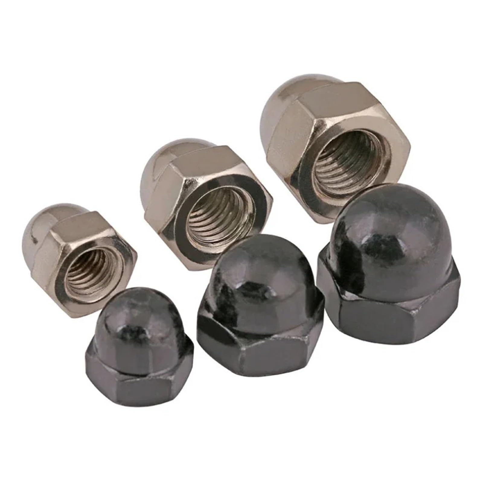 Sześciokątne nakrętki kołpakowe, Nakrętki żołędziowe ze stali węglowej M3-M12 czarne/niklowane Opakowanie 10+ sztuk(Black,M8-2pcs)