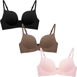 Sujetador de 3/5/6 Piezas para Niñas Adolescentes sin Aros Ropa Interior con Almohadillas Fijas Correas Ajustables Top Corto de 12 a 18 Años