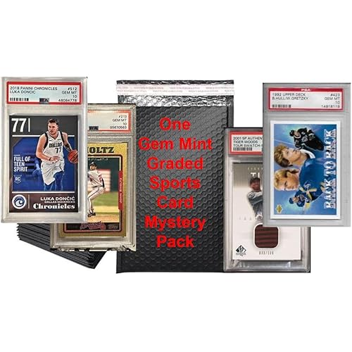 One (1) Graded 10 Gem Mint All-Sports Card Mystery Pack PSA, BCCG, SGC, BGS: Hockey, Football, Basketball, Baseball, Golf: Current Stars, Hall of Fame Players, Rookies, Pros from The Past