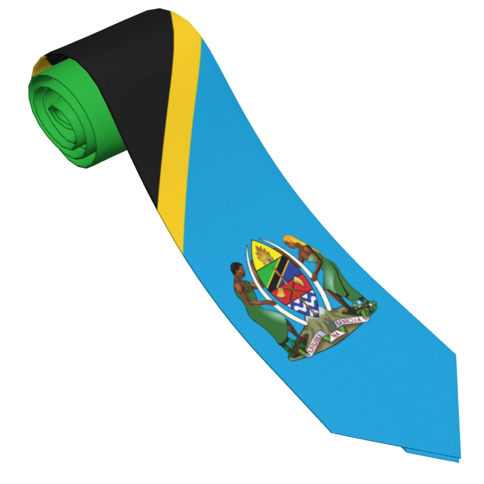 DABOYOZHZH Tanzania Emblem Striped Necktie Men'S Neck Ties Mens Party Business Neckties Soft Skil Tie