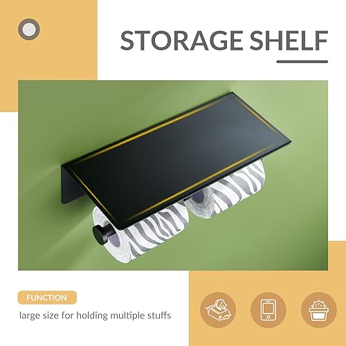 Miniatura 5 de APLusee SUS 304 - Soporte de papel higiénico con estante para teléfono, soporte de papel de baño de acero inoxidable 304, dispensador de papel de