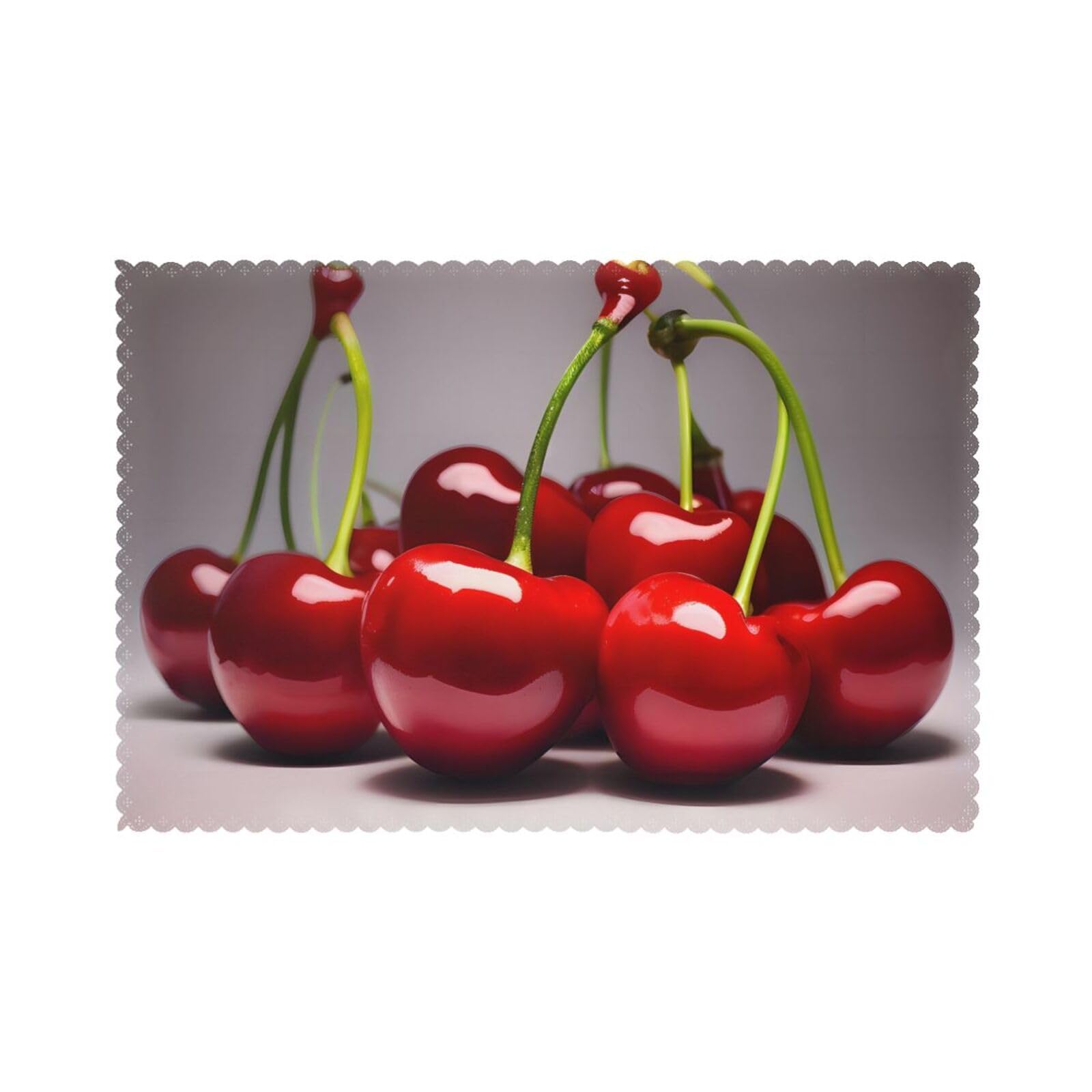 Chilean cherries Placemat set of 6, oil-proof and insulated dining table placemats, washable and wipeable.