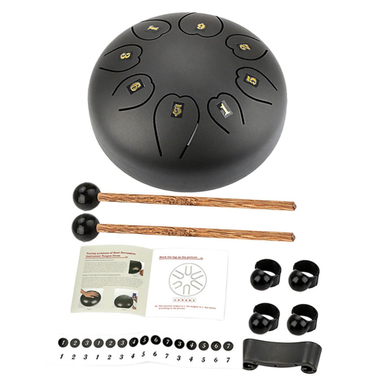 Tamburo Etereo Portatile Xb06 Grande Nero per Esibizione | Strumento a Percussione per Principianti, Metallo e Legno, Yoga e Suono
