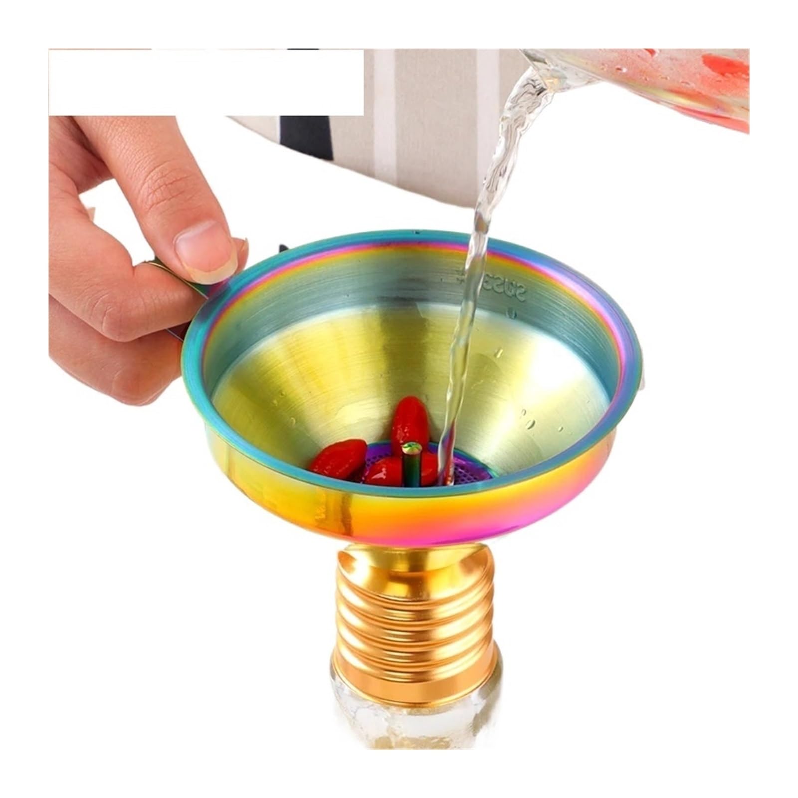 Embudo metálico de acero inoxidable, Embudo de acero inoxidable for colgar, utensilio de cocina, 10,7 cm, multicolor(Gold)