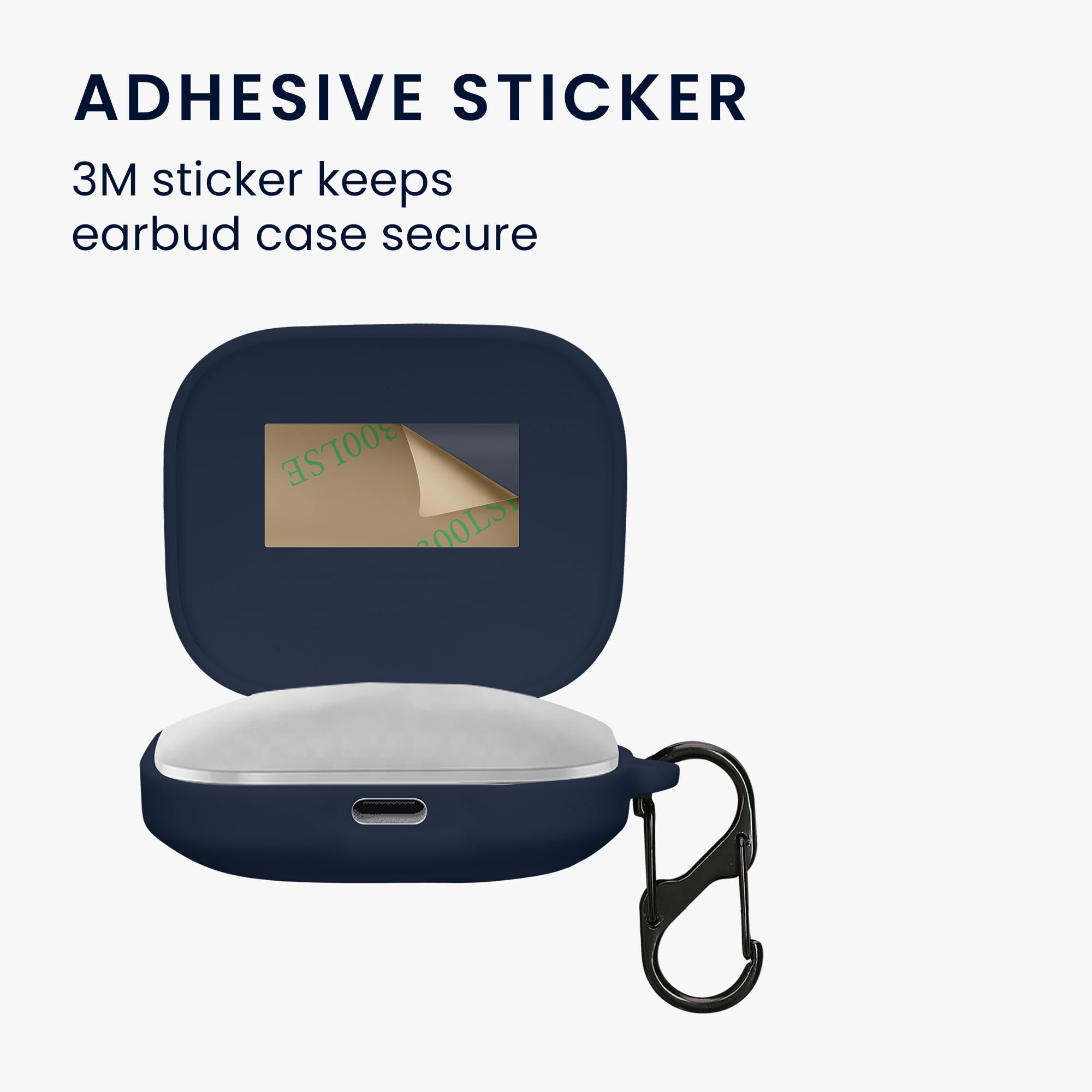 kwmobile Silicone Cover Compatible with Xiaomi Redmi Buds 5 - Case Cover Stick-On Skin with Clip - Dark Blue - Image 3