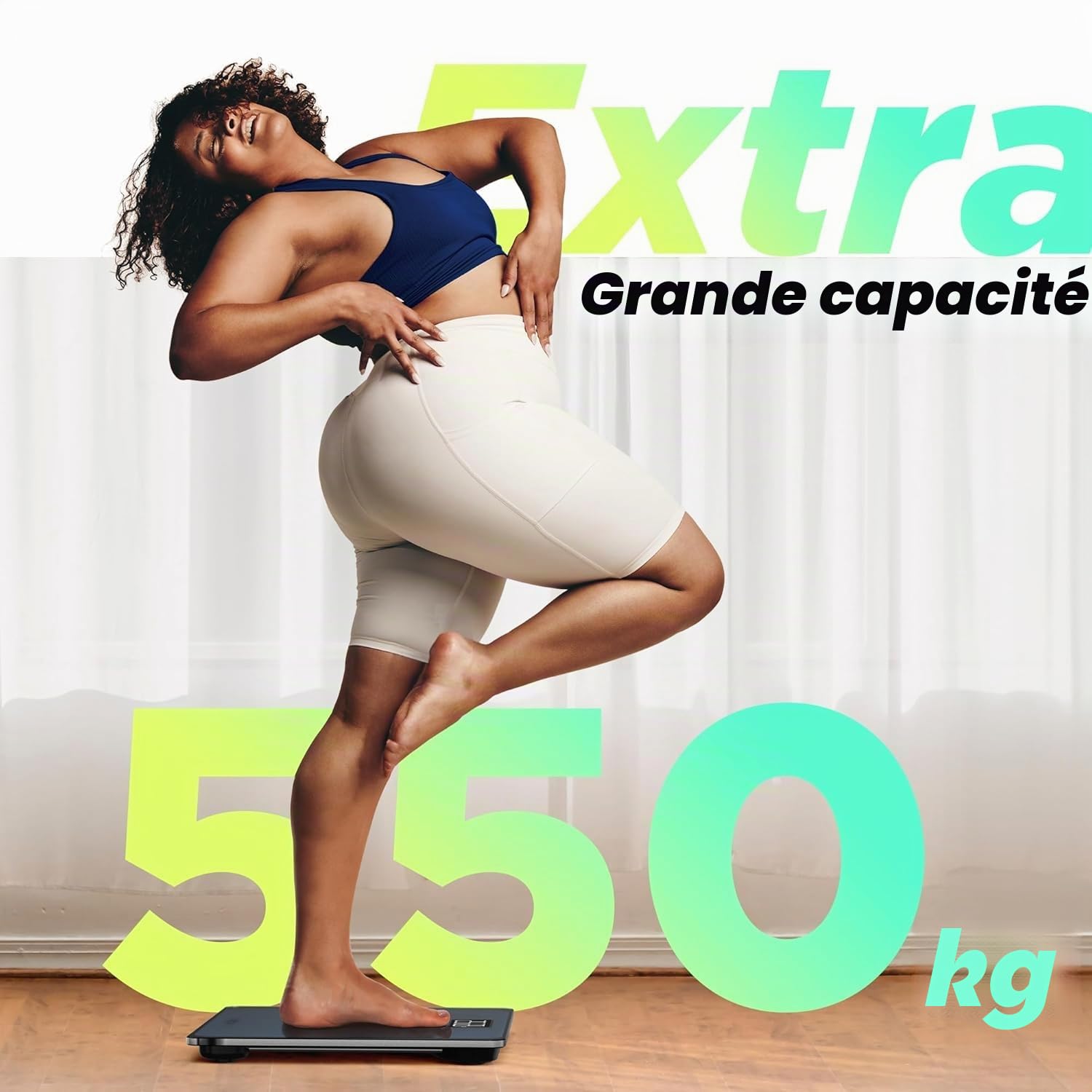 Balance Personne Numérique 550lb avec Plateforme Ultra-Large et Grand Écran LCD, Haute Précision