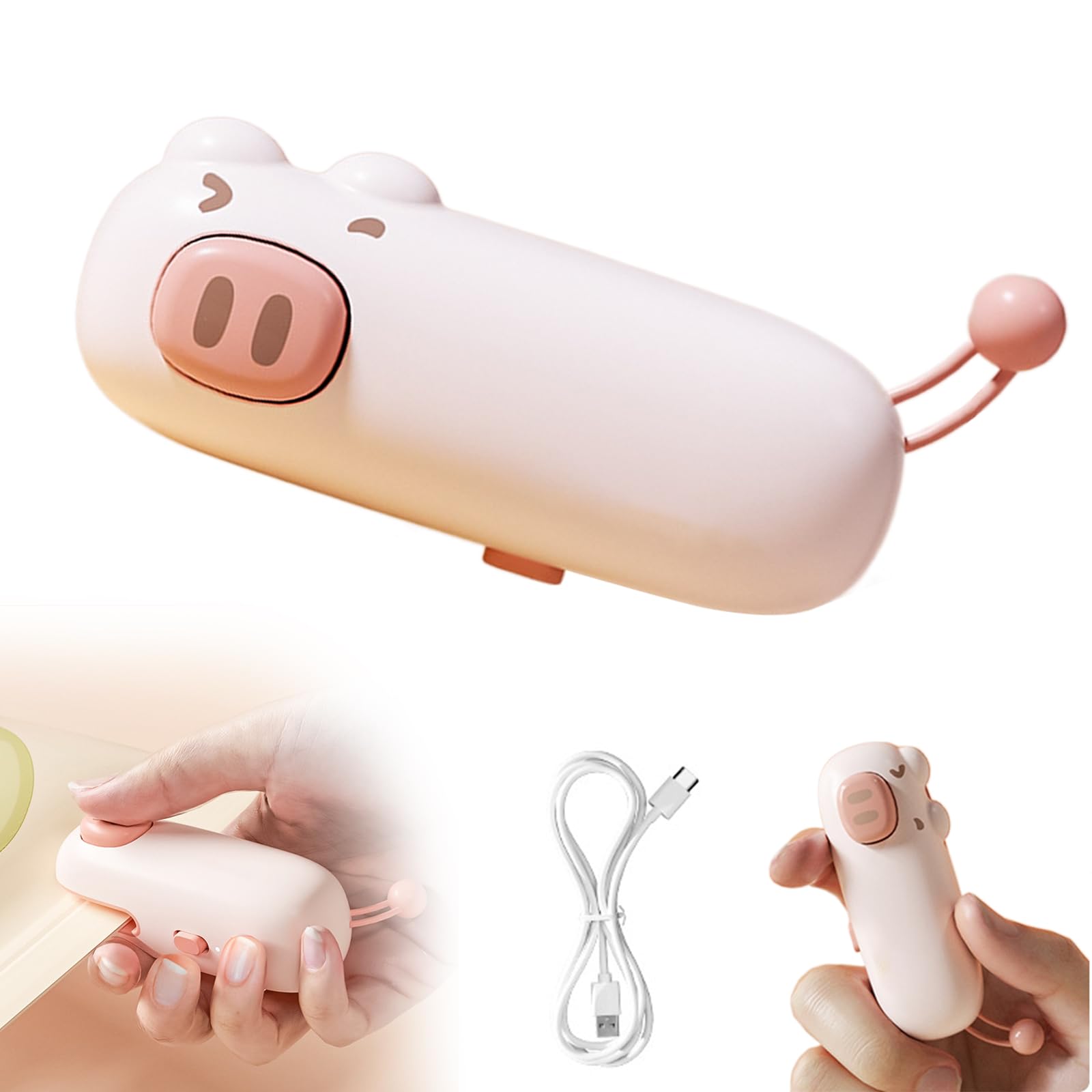 Mini Bag Sealer, Portable Handheld Vacuum Food Sealer, Rechargeable Chip Bag Sealer Heat Seal Tool, Home and Kitchen Bag Sealing Machine for Snacks Chips Freshness(Pink Pig-1PC)