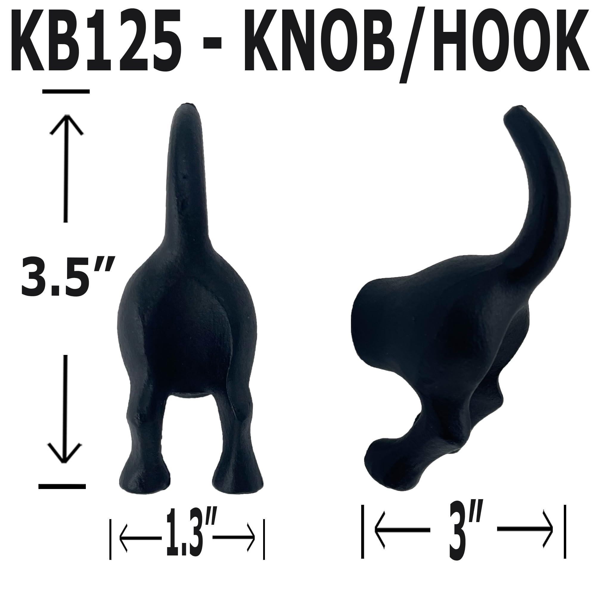 Antique Hardware Depot – 3.5” Dog Tail Hook - Animal Farmhouse Style Kitchen Hook – 3.5 in Rustic Iron Hook for Cups, Towels, Utensils - Includes All mounting Hardware – KB125- Qty (2)