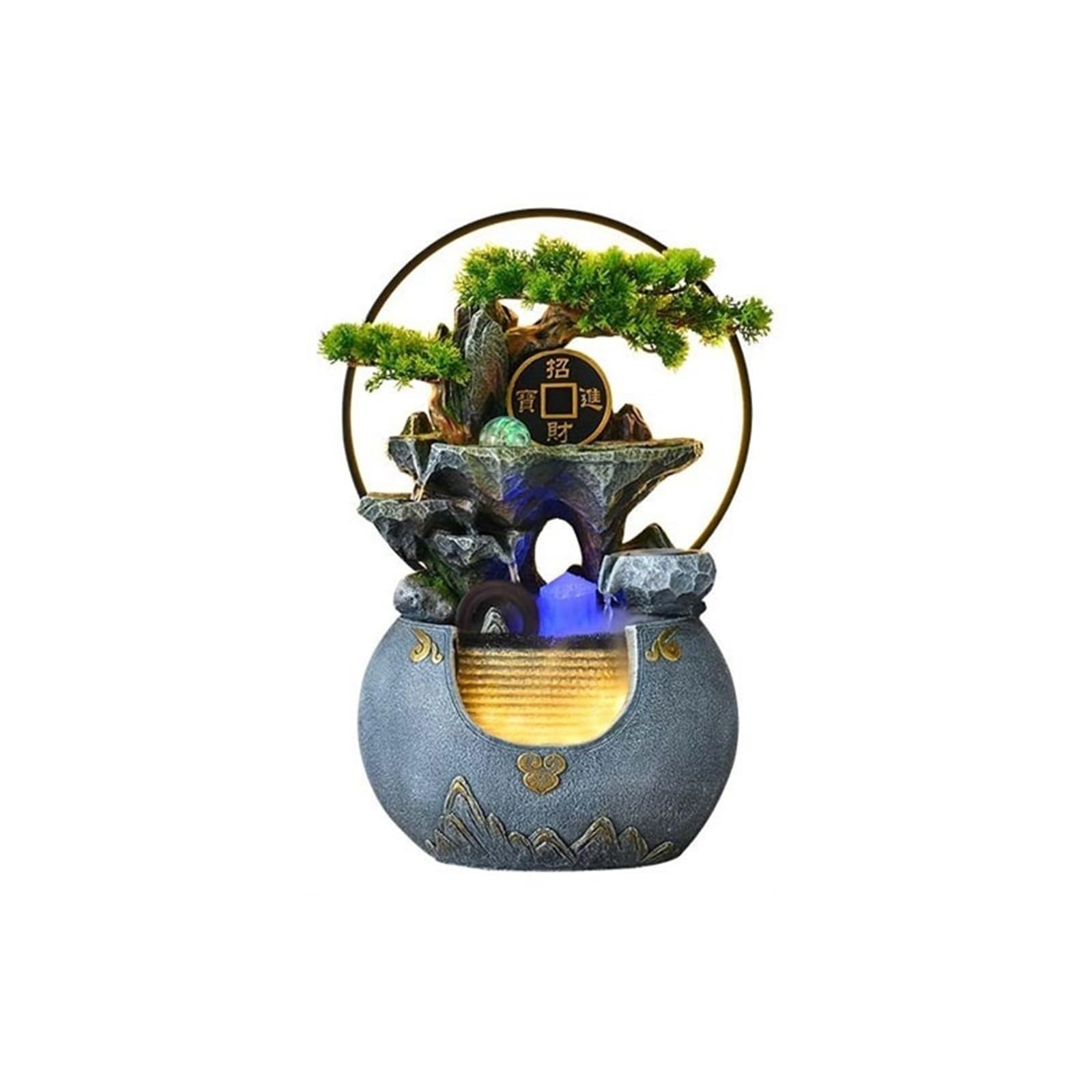Water Feature Tabletop Water Fountain Rockery with Waterfall and Decorative Piece for Home Office Decor Indoor Fountains