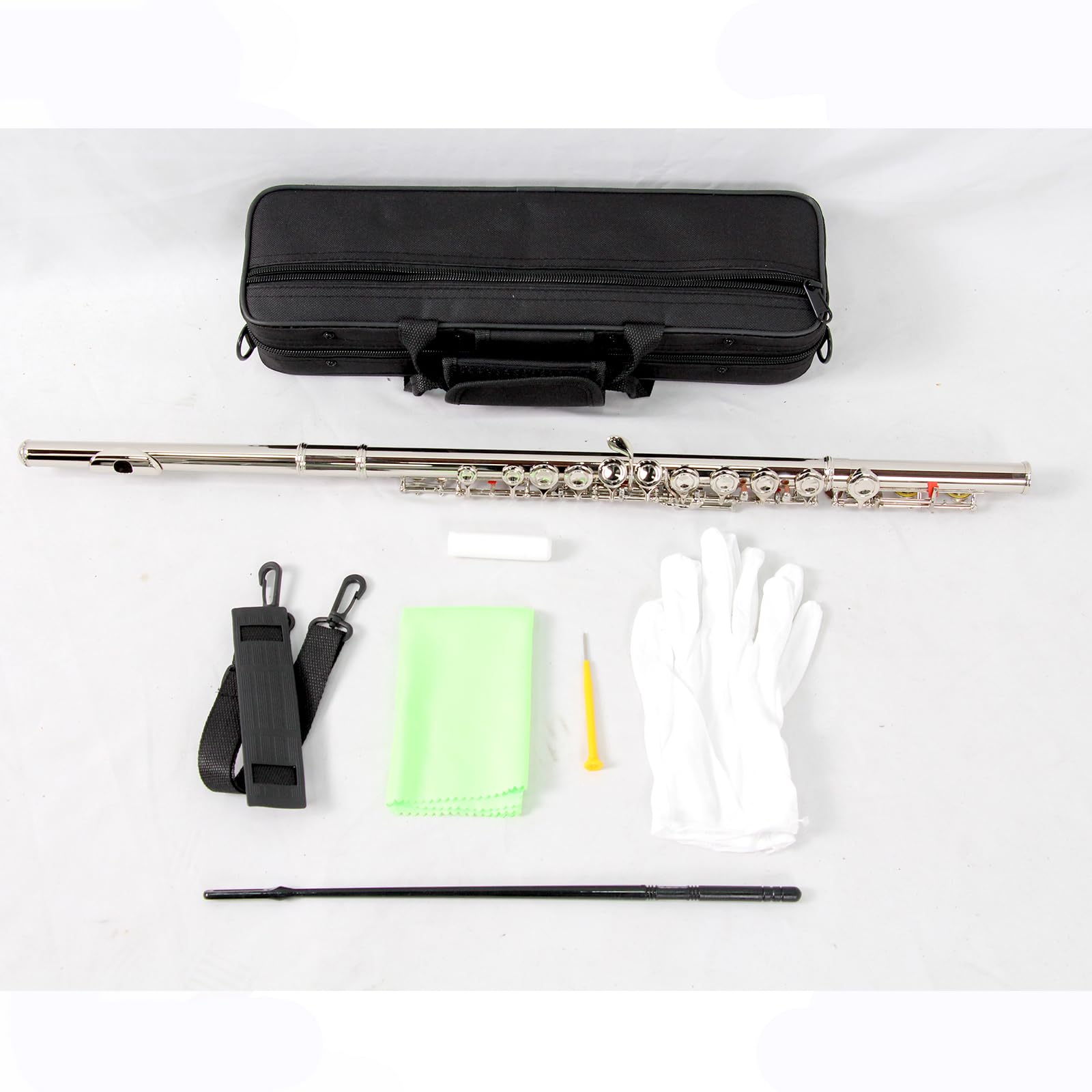 Flute, Silvery, Electroplated Nickel, Beginner flute, intermediate flute, Open hole flute, for children's/bands and orchestras