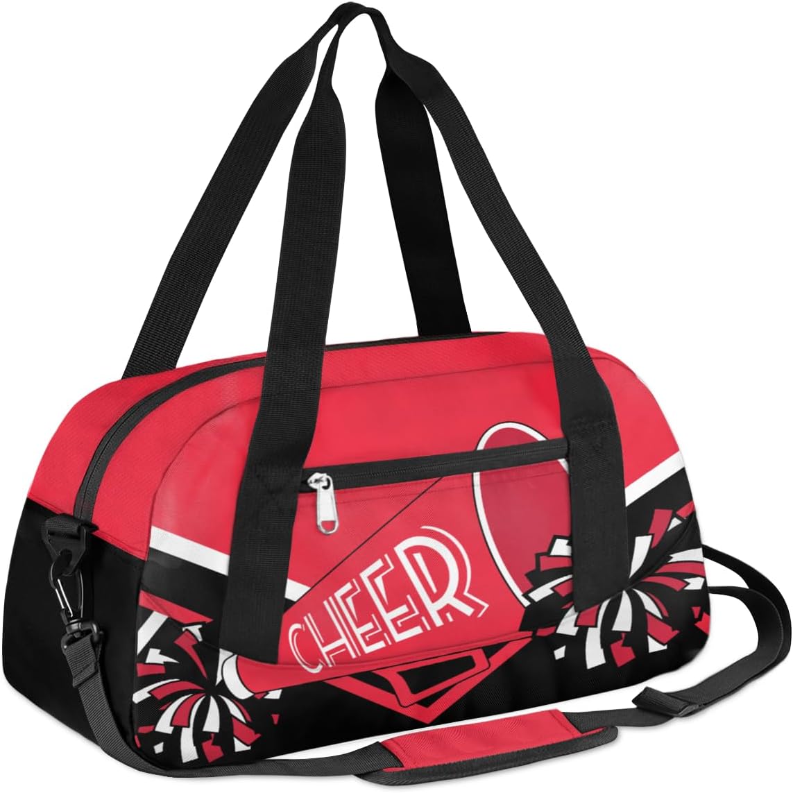 Cheerleader Overnight Duffel Bags for Girls Red Black Cheer Sport Gym Bag Duffel Bag for Travel Weekender Practice Gymnastics Ballet School Gym Sleepover Bag - Image 2