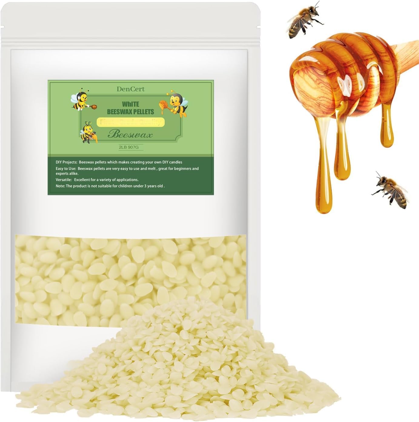 Beeswax Pellets 5LB Beeswax Triple Filtered Beeswax Pastilles for Candle Making Great for DIY Projects (5LB)