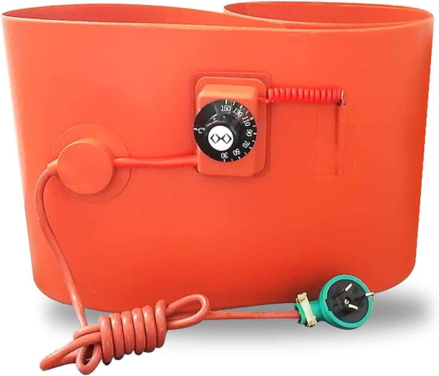 Chauffe-fût à huile en métal Bande chauffante de seau de chauffage de tambour en métal, bande de chauffage de seau de tambour d'huile en métal de silicone avec thermostat réglable, chauffage de seau