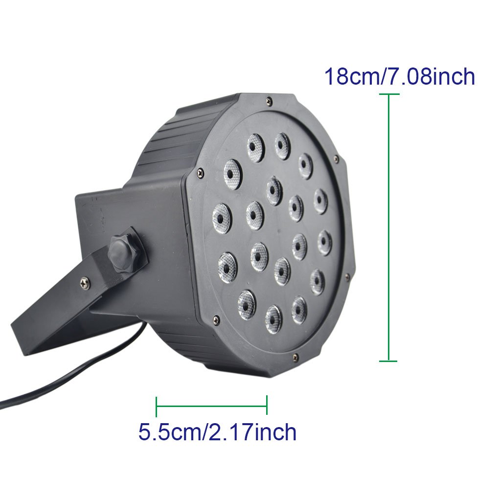 AUCD Mini RGB 18 LEDs Par Lights 7CH DMX Wedding Lamp Home Party DJ Show Strobe Wash Stage Lighting LE-Par18