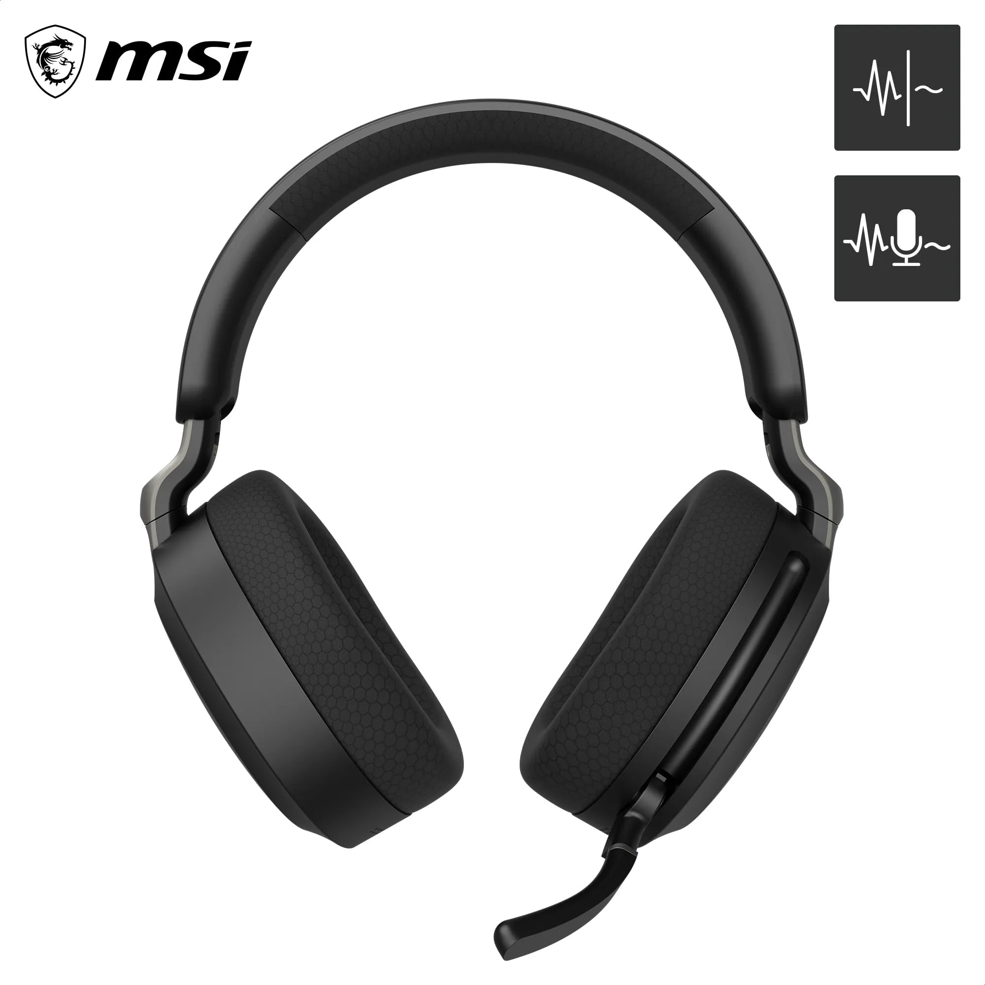MSI Maestro 500 Wireless Auriculares Gaming Inalámbricos Negro (Bluetooth 5.4, 2.4GHz USB-C, Cancelación de Ruido Activa ANC, Batería hasta 90h, Micrófono con Cancelación ENC, Audio Nahimic 3D)