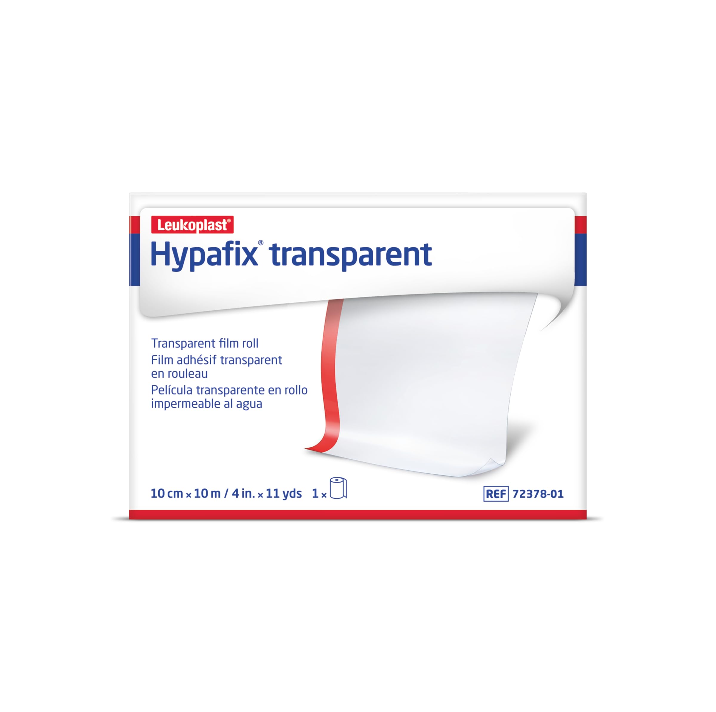Leukoplast Hypafix Transparent Wide-Area Fixation, 4 in. × 11 yd. (10 cm × 10 m), 1 Roll