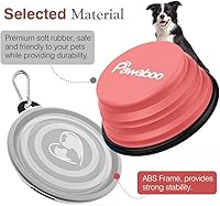 Vista 7 de Pawaboo - Tazones plegables para perros de 2 unidades, tazones de alimentación y agua de silicona con tapas y mosquetones para perros y gatos, tazón