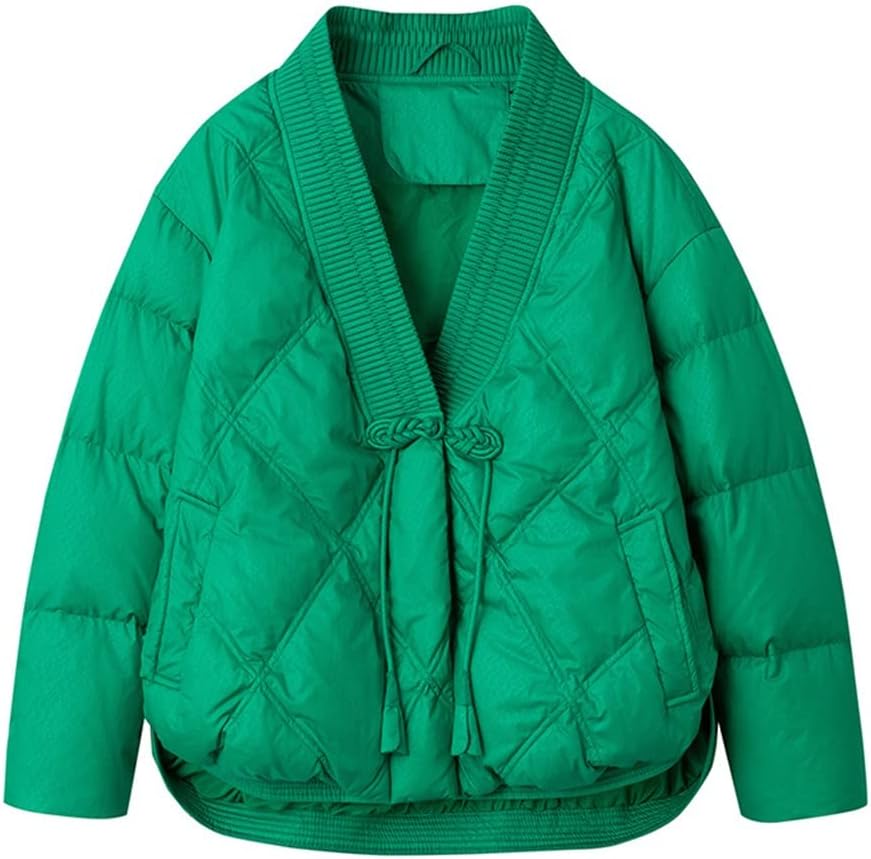 Light Thin Down Jacket Female Short Section V-neck Plate Buckle Season Small Person White Duck Autumn