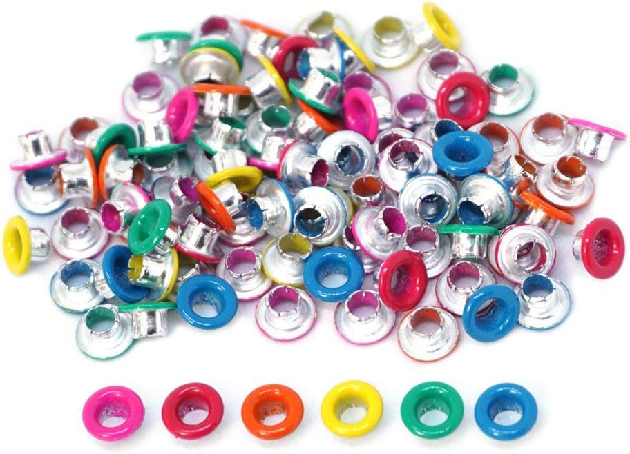 FoRapid 3mm/1/8 Quicklet Eyelets-Scrapbooking/Birthday Wedding Baby Greeting Holiday Card/Paper Craft/Luggage Cruise Tag/DIY Album/Clothing etc-Pre-Cut Back Slit Set with a Pen-84 PCS (Vivid)