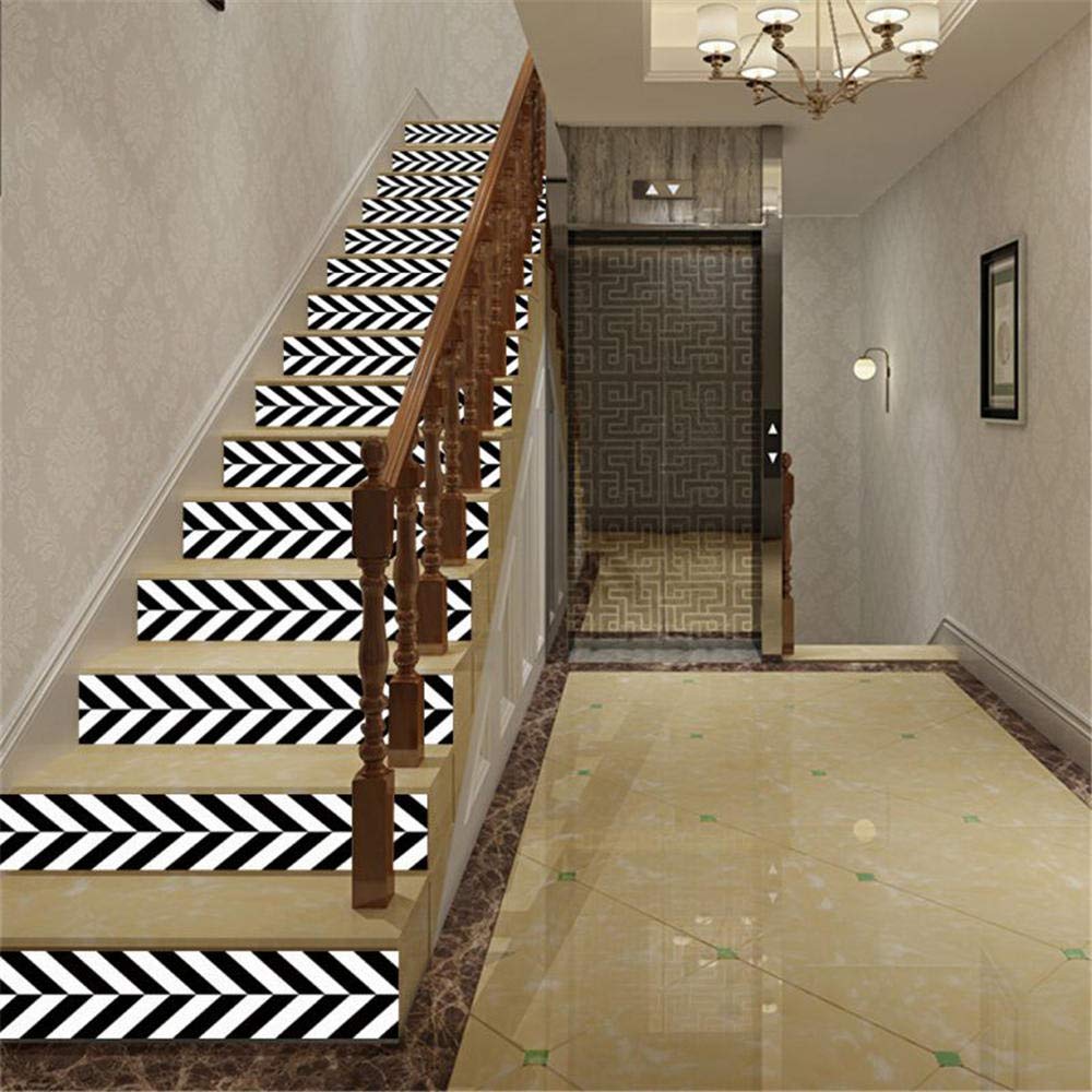 6Pc Traditional Stair Stickers Kitchen Waterproof Wall Stickers Bathroom self-Adhesive DIY Wall Art Decals@D