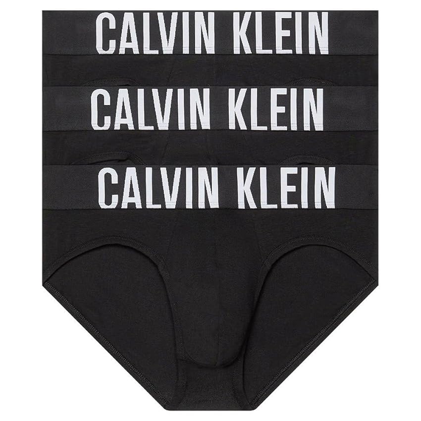 Calvin Klein Hip Brief 3Pk 000NB3607A Slip a Vita Bassa, Nero (Black, Black, Black), L Uomo