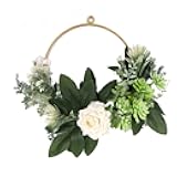 Spring Wreath, Wreath Decorated Hanging Artificial Flower Roses for Front Door Wall Window Wedding Party Decoration