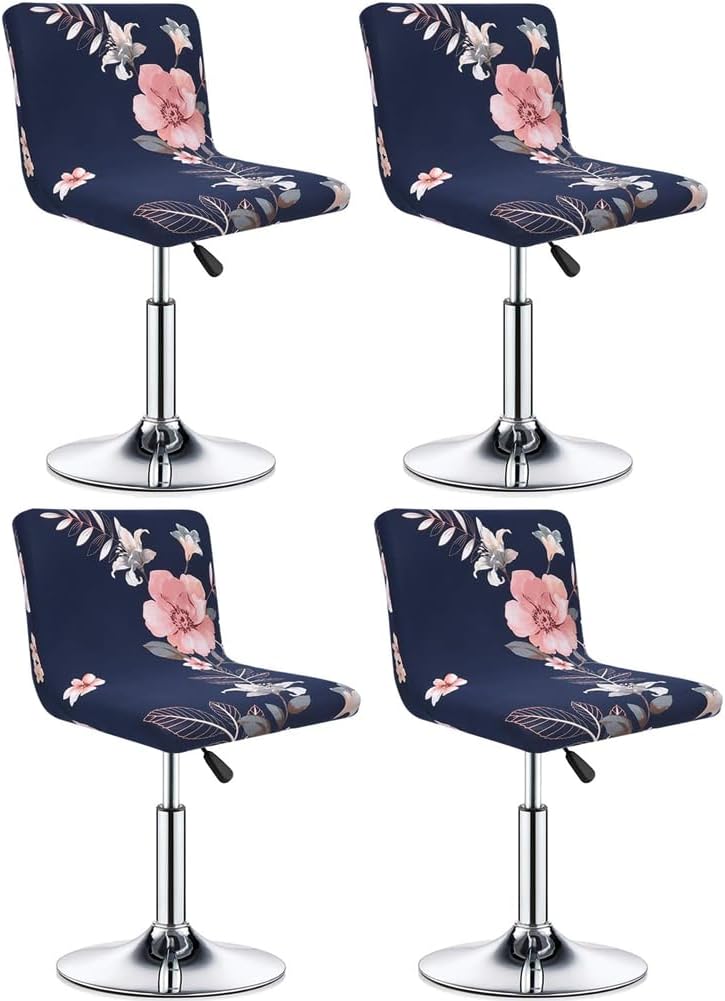 New Bar Stools Covers with Backrest Cover Stretch Chair Cover Slipcovers for Short Swivel Dinning Chair Back Chair Bar Stool Chair Removable Stool Cushion Slipcover Covers (H, 4 PCS)