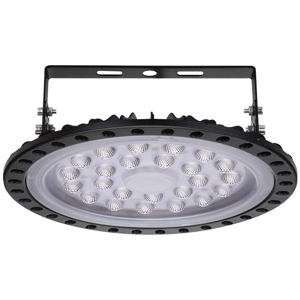 Viugreum 100W UFO LED High Bay Light, 10000LM 6000K-6500K Daylight White Ultra Thin LED Warehouse Lighting, IP65 Waterproof Commercial Bay Lighting Shop Area Workshop Garage Lights Fixtures