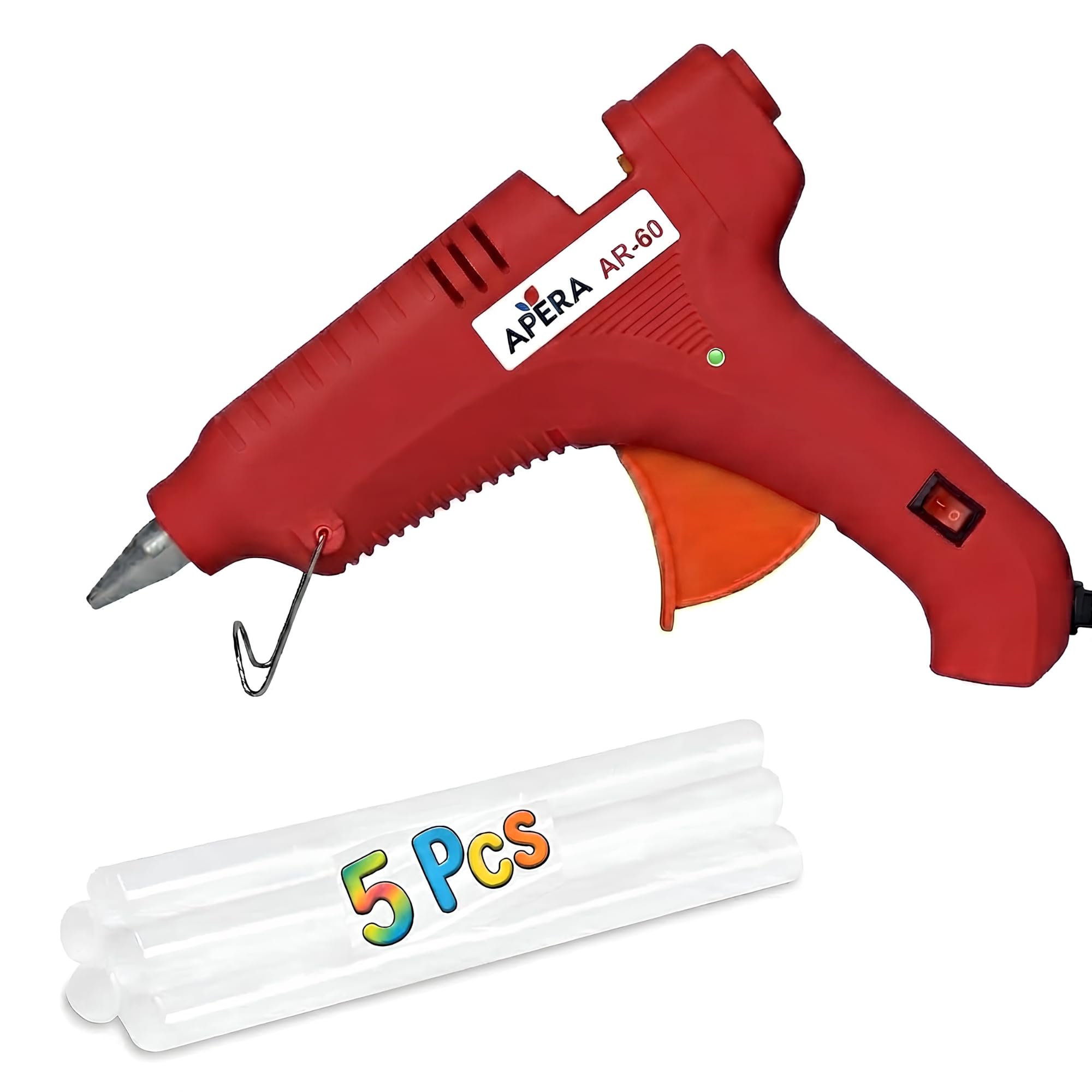 Hot Melt Glue Gun 60W with 5 Glue Sticks, Anti-Drip Leak Proof Hot Glue Gun Kit, Fast Heating Electric Adhesive Glue Gun for Arts & Crafts, DIY Projects, School Projects, Home Repair, Decoration-image-8
