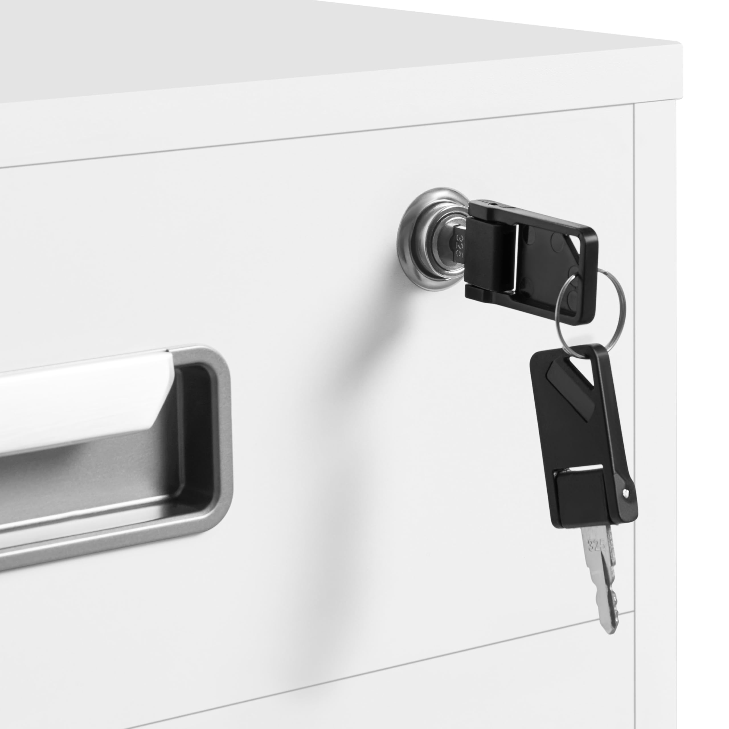 Yaheetech Rollcontainer, Aktenschrank, abschließbare Büroschrank mit Hängeregistratur und 2 Schubladen für Arbeitszimmer/Büro/Wohnzimmer Weiß
