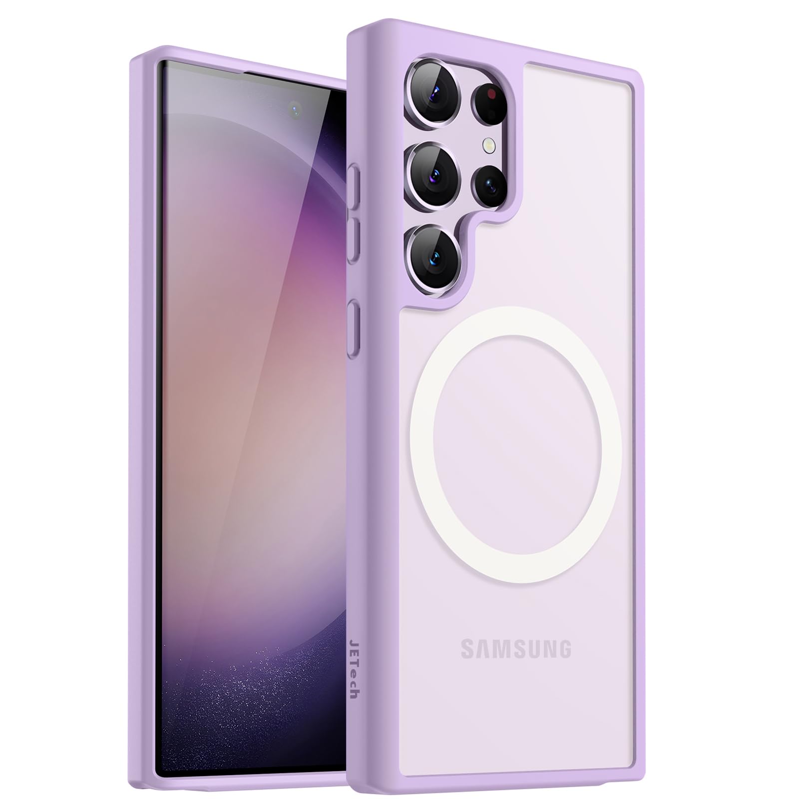 JETech Magnetic Case for Samsung Galaxy S23 Ultra 5G 6.8-Inch, Compatible with MagSafe, Translucent Matte Back Shockproof Phone Cover (Lilac)