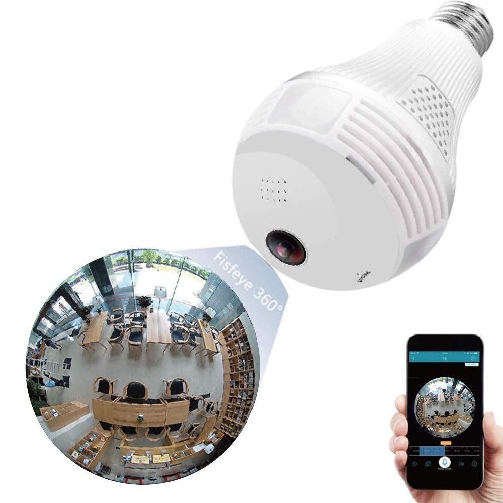 SMARTCAM 360 Degree Fisheye Wireless Panoramic WiFi Camera 3MP HD Home Security IP Camera Lighting Night Vision Two Audio Bulb Camera-image-11
