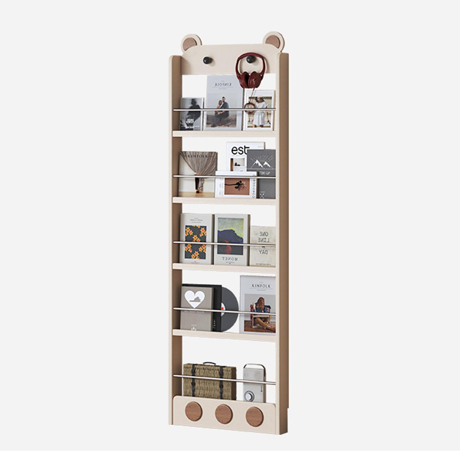 Libreria Stretta Dietro la Porta Libreria Ultrasottile e Stretta con Vano Portaoggetti Dietro l'anta Dotata di Piastra di Protezione in Metallo e Design Antiribaltamento Adatta all'uso Fami 5F 23.6IN