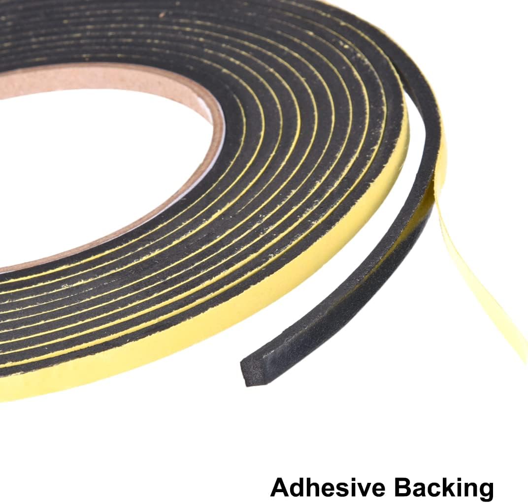 Sealing Foam Tape 5mm Wide 3mm Thick 4m/13ft Long, Self Adhesive Weather Strip for Window Door Insulation, Pack of 2