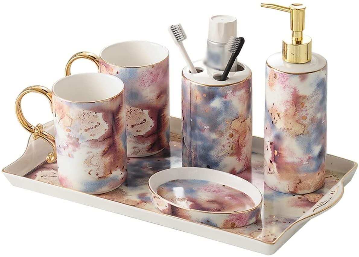 Tasse de rince-bouche de toilette et set d'accessoires pour en finir avec le désordre