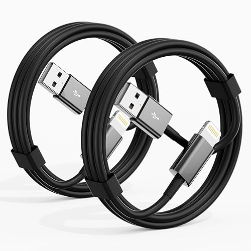 ANSEIP Cable de Coche CarPlay para iPhone, Paquete de 2 Cables USB A a Lightning de 0.9m para iPhone 14 13 12 11 Pro Max XR XS X 8 7 6 Plus SE iPad