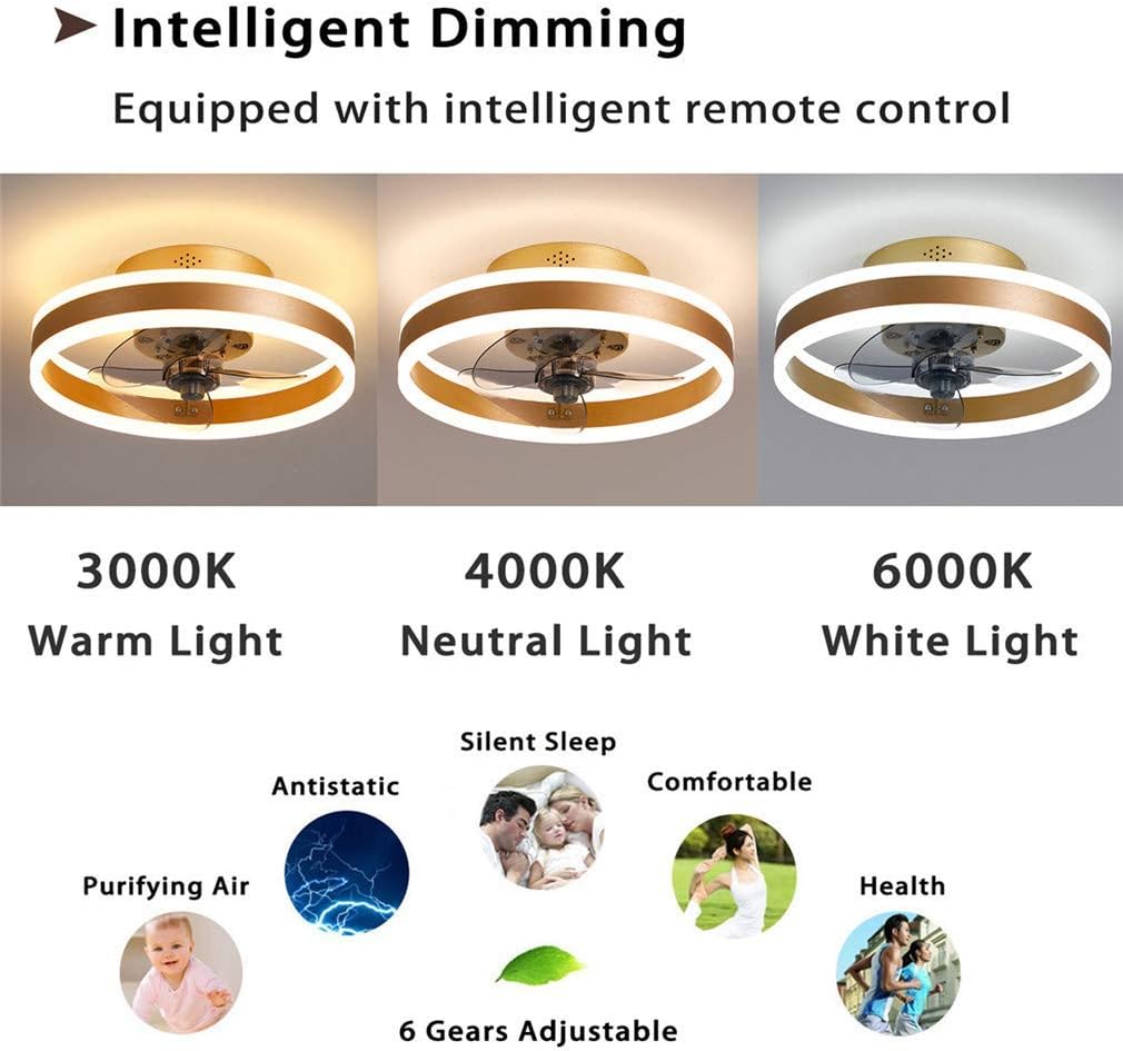 Chandeliers,Fan Ceililight, Silent Ceilifan with Lightiand Remote Control Ultra-Thin 16.5Cm Ceililights 24W Fan Light for Liviroom Bedroom,Black/Style 1 (Brown)/Ø40Cm