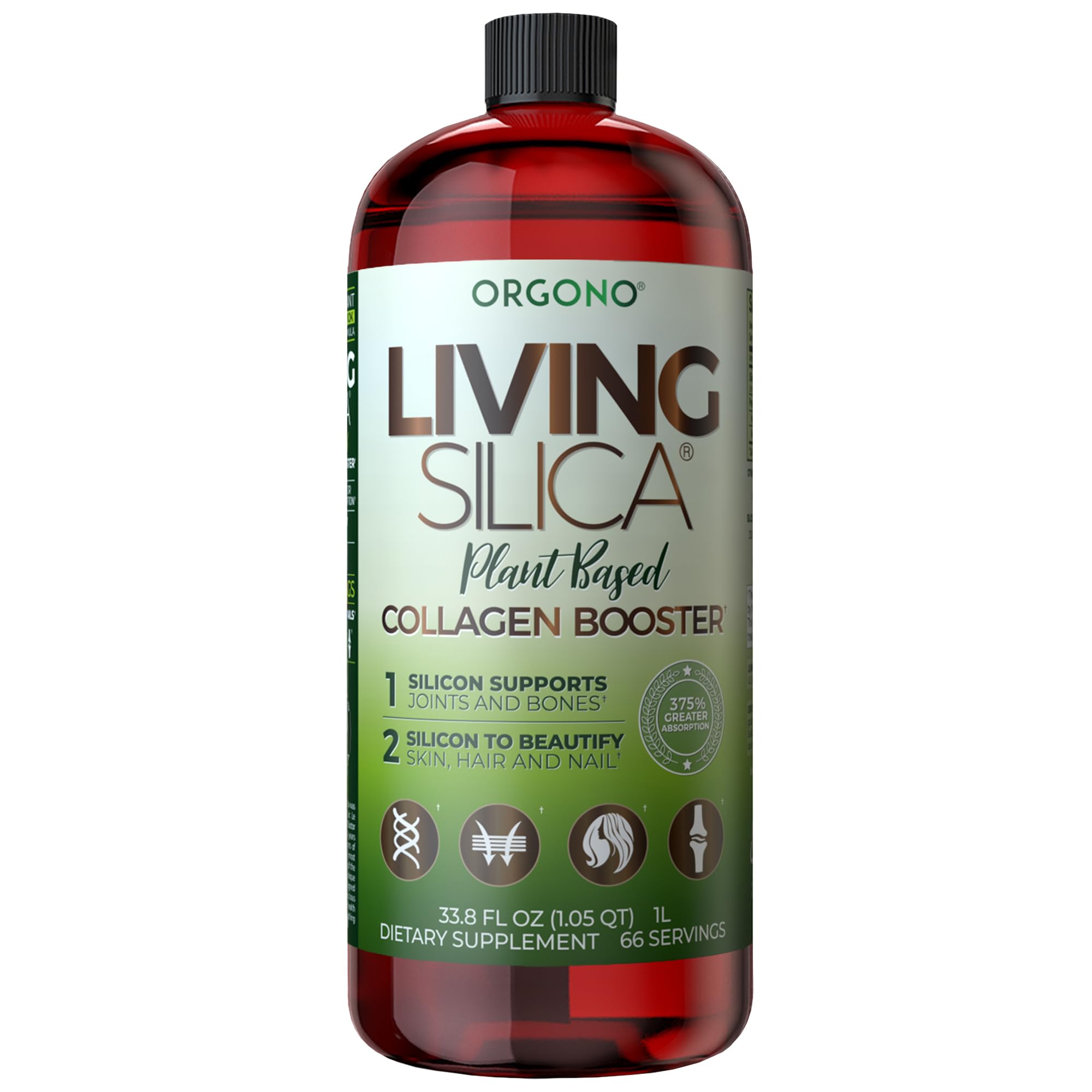 Orgono Living Silica Plant-Based Collagen Booster | Horsetail Extract & Rosemary | Supports Collagen & Elastin for Joint & Bone Health, Glowing Skin, Strong Hair & Nails | 33.85 Fl Oz