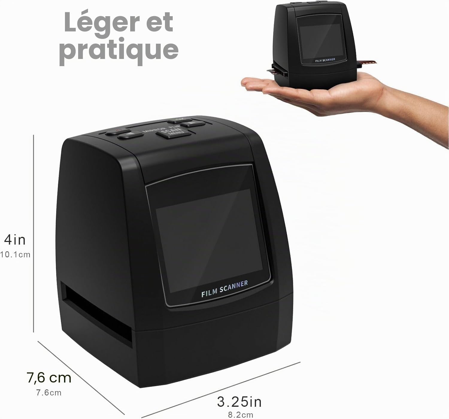 Scanner de Films numériques - Scanner de Diapositives autonomes et de négatifs - Convertit Les négatifs et Les Diapositives de 35 mm, 126, 110, Super 8 et 8 mm en Images JPEG - Écran LCD 2,4"