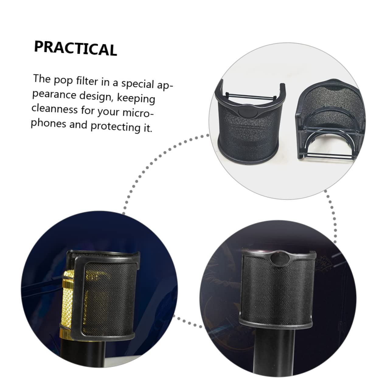 Alasum 5piezas Filtro De Para Micrófono Metálico Pantalla Antiviento Para Grabación Protección y Reducción De Ruido Compatible Varios Micrófonos