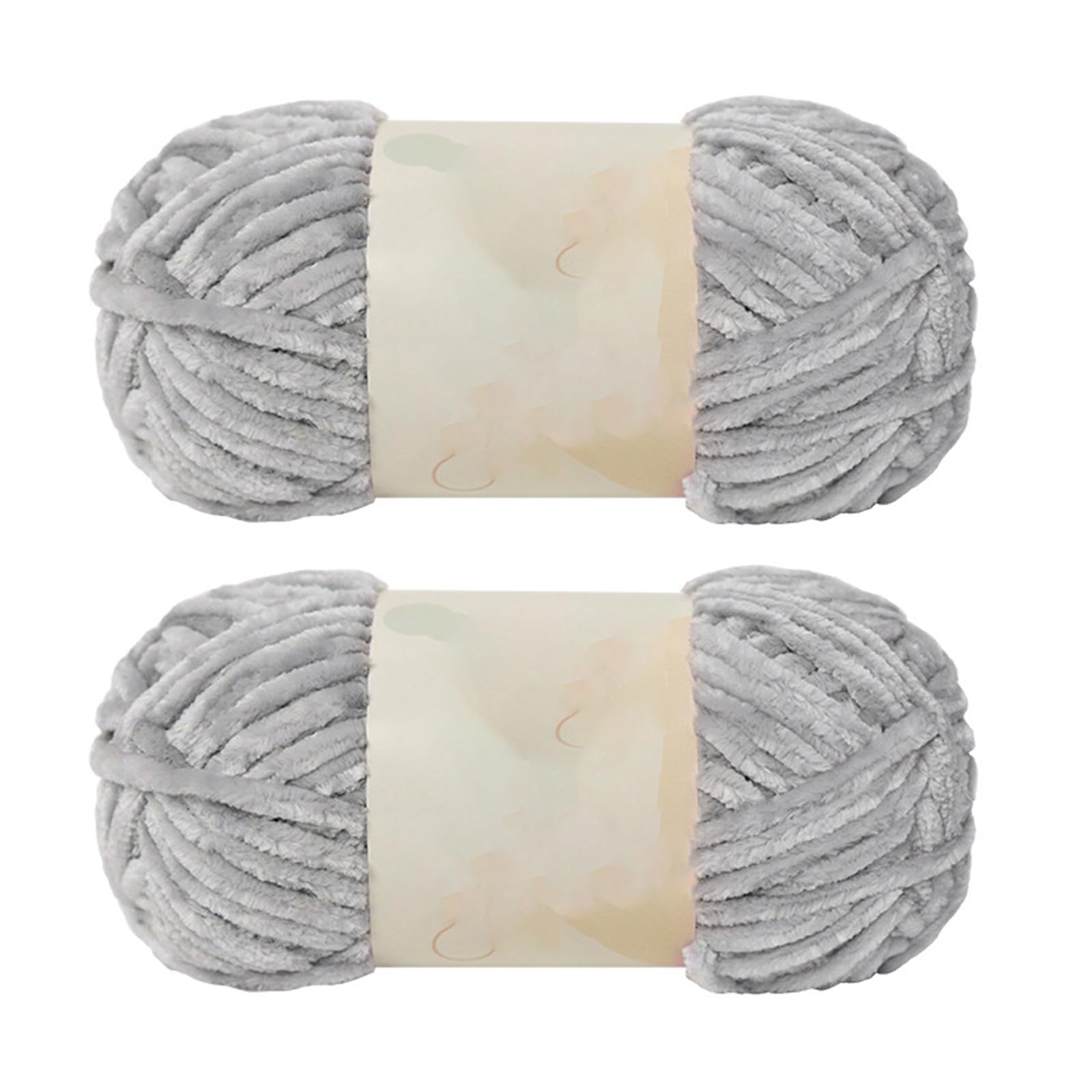Jarsense 2pcs*100g Chenille Yarn for Crocheting Bulky Soft Velvet Yarn for Knitting, Super Bulky 100g for Crochet Weaving Craft (Light Grey) — image 1