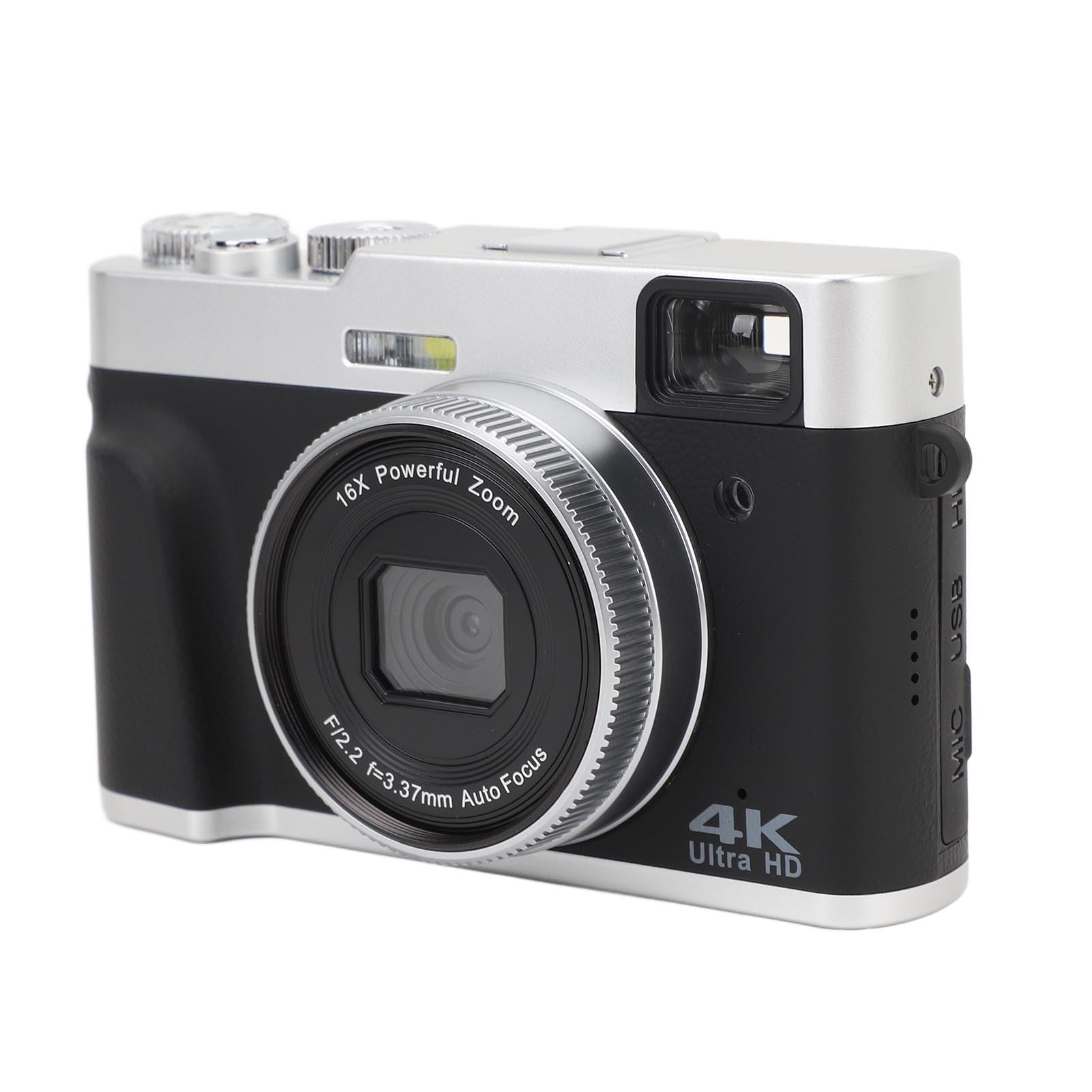 4K Digital Camera - 48MP Autofocus, 16X Optical Zoom, Anti Shake, Compact Travel Camera with 2.8 Inch Screen (Black)