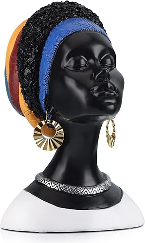 Estatua y esculturas africanas, estatua de busto afroamericano para decoración del hogar, figuras de arte de niña africana negra, busto africano,