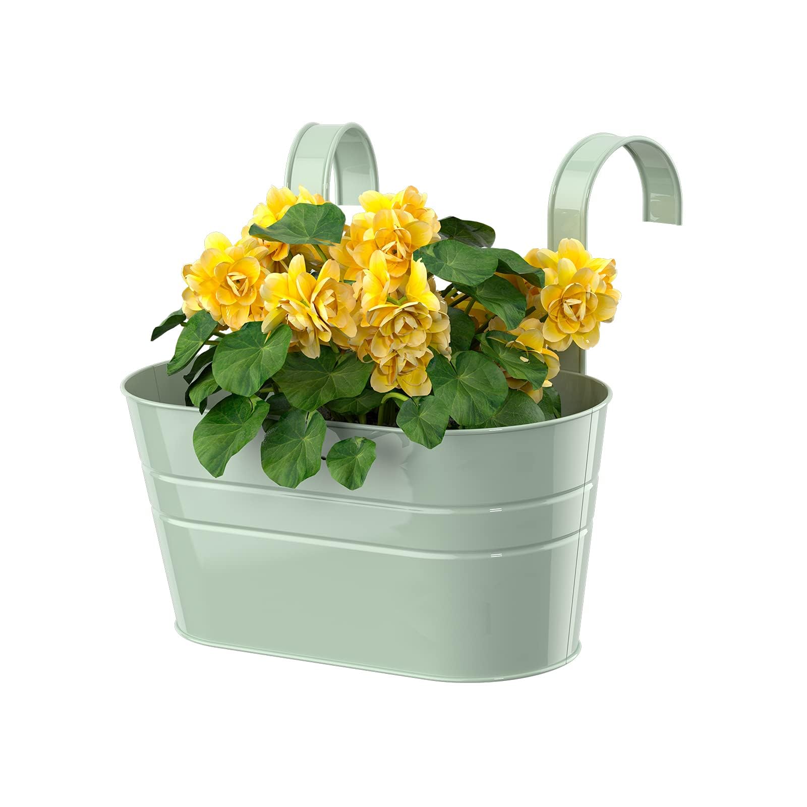 Hanging Plant Pots Double-Hook Flower Pots Metal Garden Hanging Planters Outdoor wall Over Fence Home Balcony Decoration