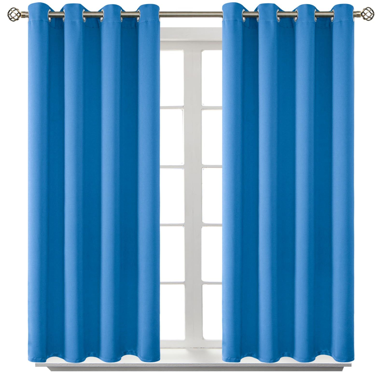 BGment Classic Blue Blackout Curtains for Bedroom 45 Inch Long - 2 Panels