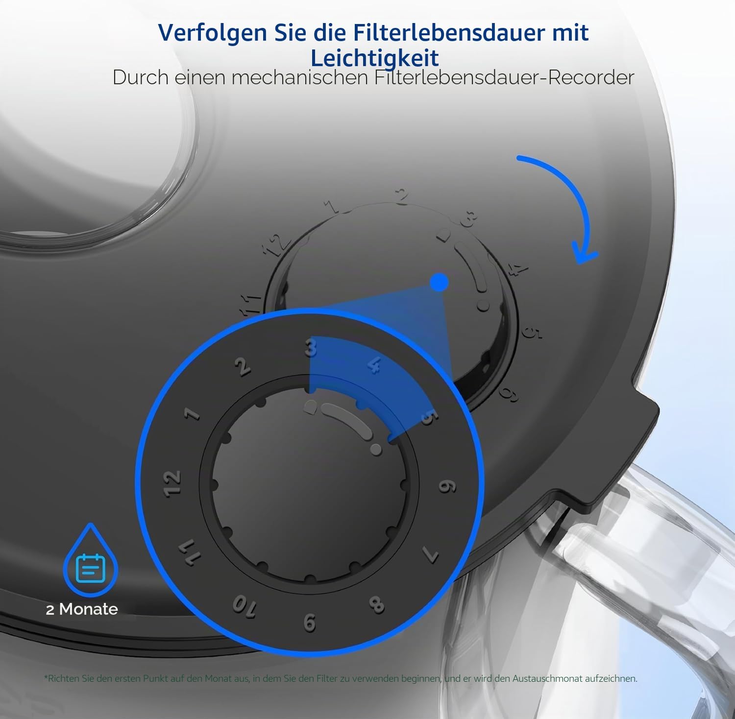 Waterdrop 𝐆𝐥𝐚𝐬 Wasserfilterkanne, 2.5L Wasserfilterkanne mit 2-Monats-Filter, NSF 53&42&372 Zertifiziert, Reduziert PFOA/PFOS, Chlor, Cadmium, Kupfer, Quecksilber, WD-PT-72B